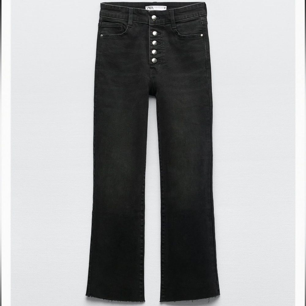 Zara High Waisted Mini Flare Jeans